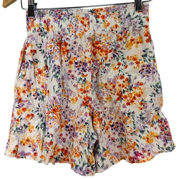 H&M Linen Blend Floral Puff Sleeve Crop Top and Shorts Set Size XS - Picture 11 of 13